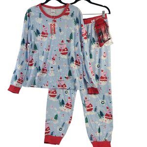 PatPat Women’s XL Peppa Pig Christmas Pajama Set Blue Red Long Sleeve Loungewear